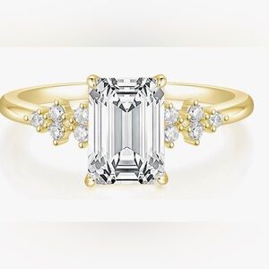 Cubic Zirconia 3 Carat Emerald Cut Ring Size 6